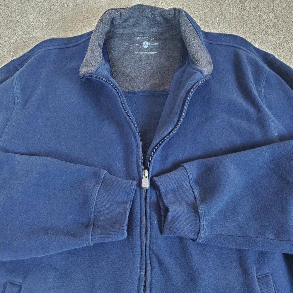 Arrow Men's Blue Sweatshirt Full Zip Fleece Long Sleeve Blue Size XL Pockets